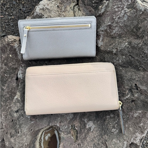 Kate Spade Wallet Bundle Zip Around + Bifold Saffiano Leather Neutral - Picture 3 of 9